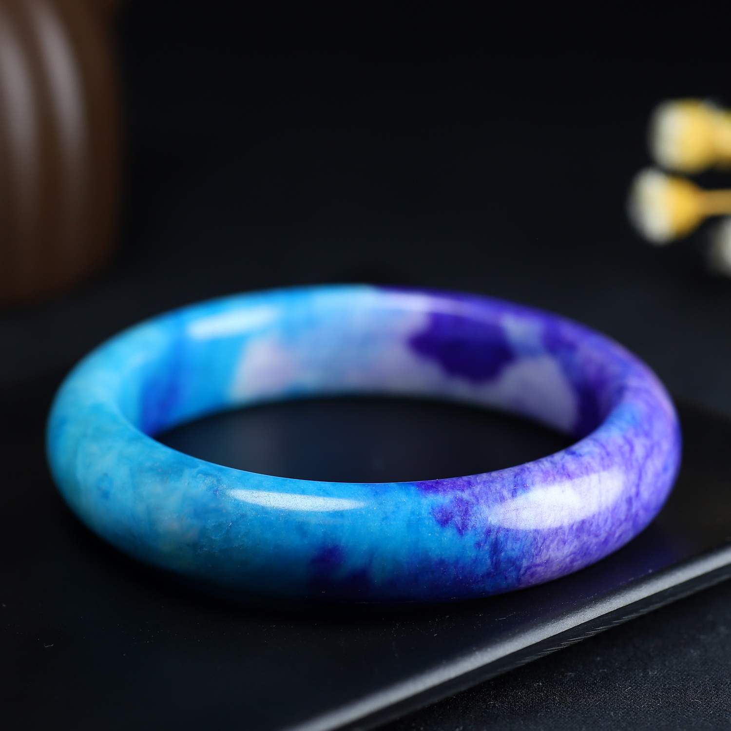 Purple Blue Gradient Bracelet Stone Bangle, Holiday Gift